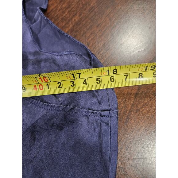 Ann Taylor 100% Silk Blue Ruffle Tank Top Sz S Minimalist Romantic Quiet Luxury - Picture 6 of 7